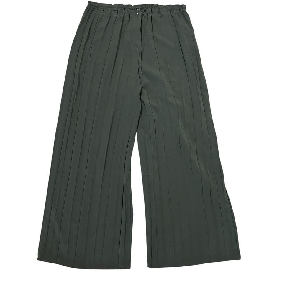 Babette San Francisco Wide Leg Pants Size XL Green Accordion Pleats Boho Chic